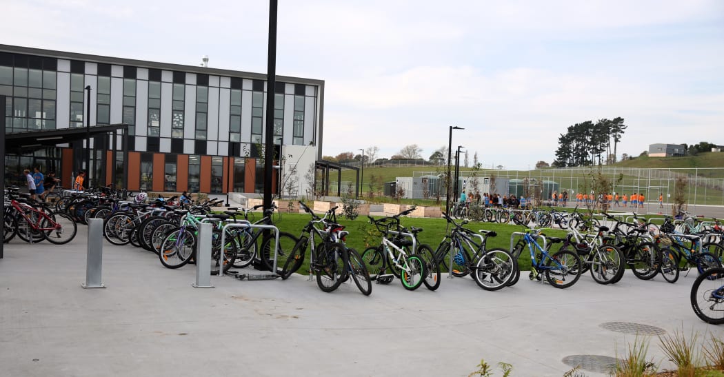 Bike racks at Rototuna Junior High School