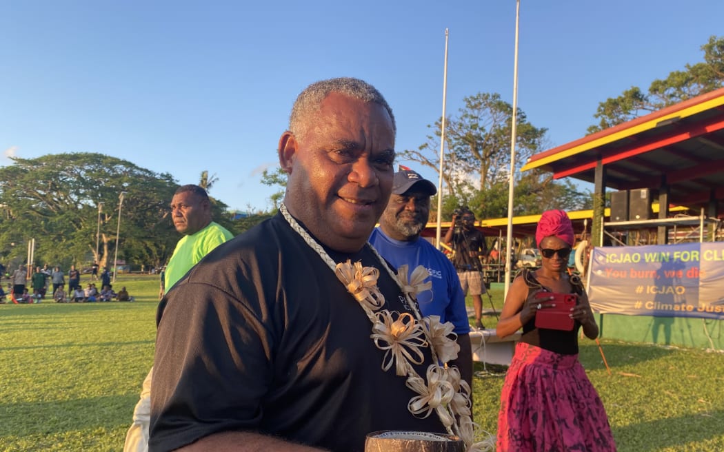 Vanuatu Foreign Minister Jotham Napat at UN ICJ Climate Kava ceremony in Port Vila.