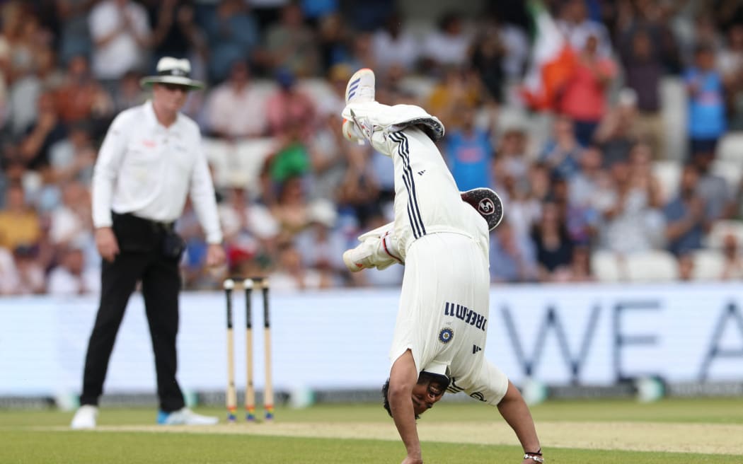 India's Rishabh Pant celebrates reaching his century on day two of the first cricket test match between England and India at Headingley cricket ground in Leeds, northern England on June 21, 2025. (Photo by Darren Staples / AFP) / RESTRICTED TO EDITORIAL USE. NO ASSOCIATION WITH DIRECT COMPETITOR OF SPONSOR, PARTNER, OR SUPPLIER OF THE ECB