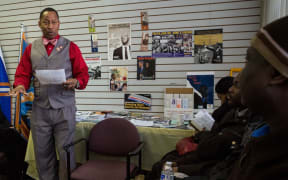 People waiting to sign up in the Bronx.