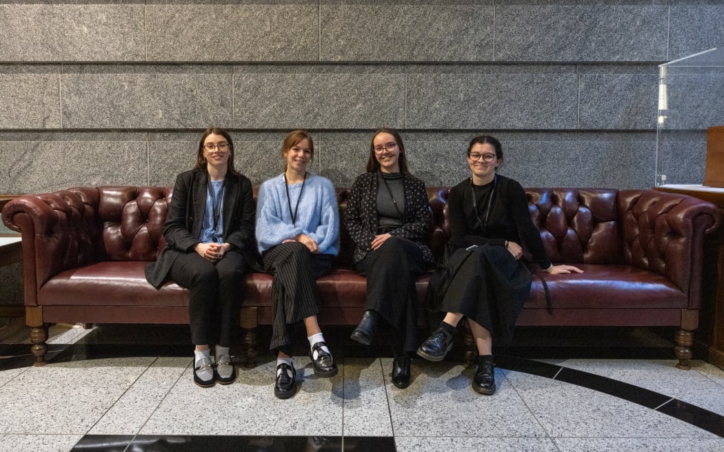 Rachael White, Anna Heath, Anna-Grace Somerfield, and Meg Lamb at Parliament