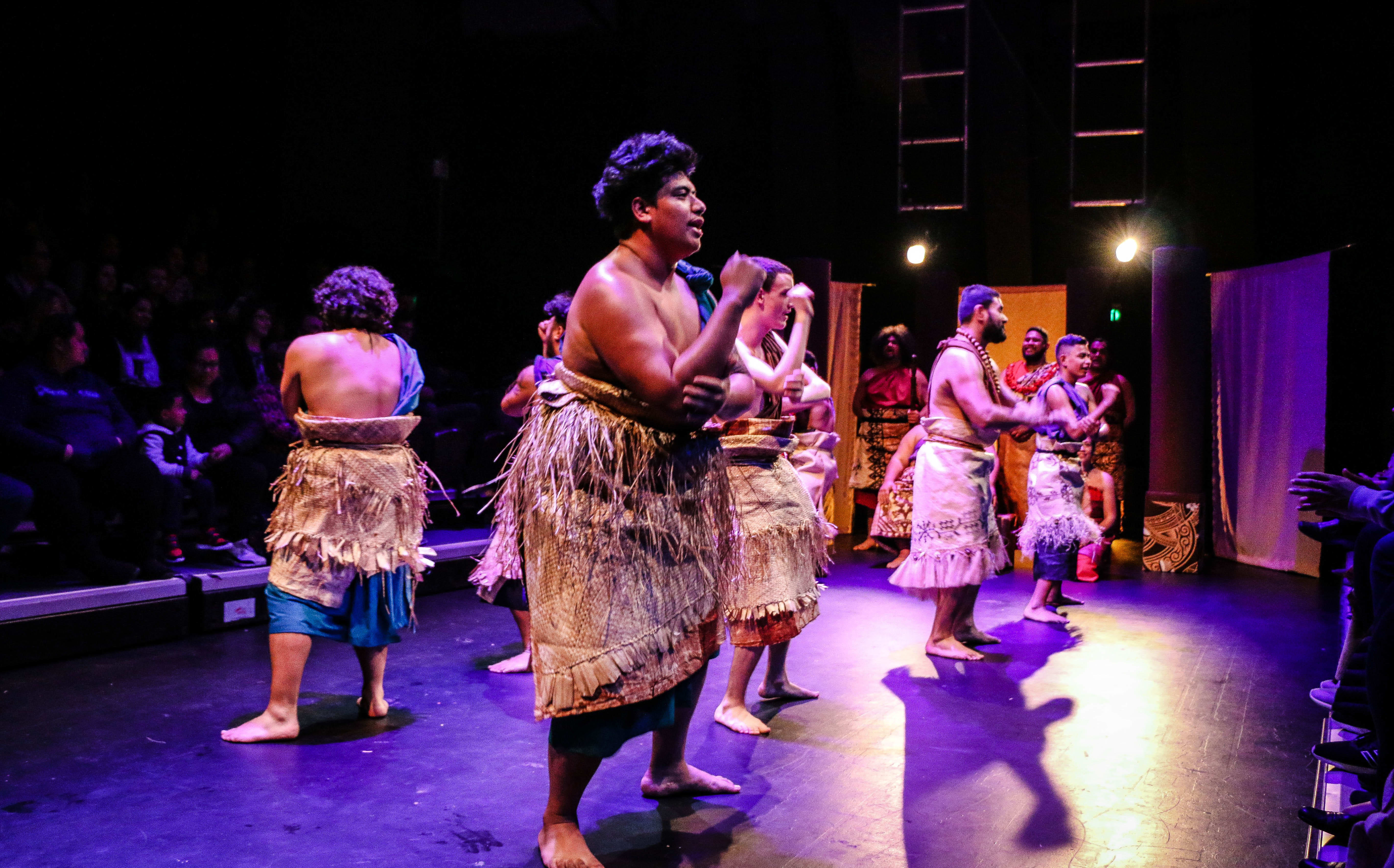 South Auckland theatre group "The Black Friars" perform a cultural dance during an adapted version of shakespeare's Macbeth.