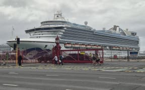 The Crown Princess cruise ship at Queen's Wharf in Auckland.