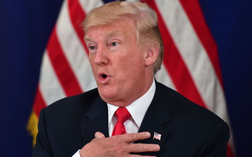 US President Donald Trump speaks during a security briefing on August 10, 2017, at his Bedminster National Golf Club in New Jersey.