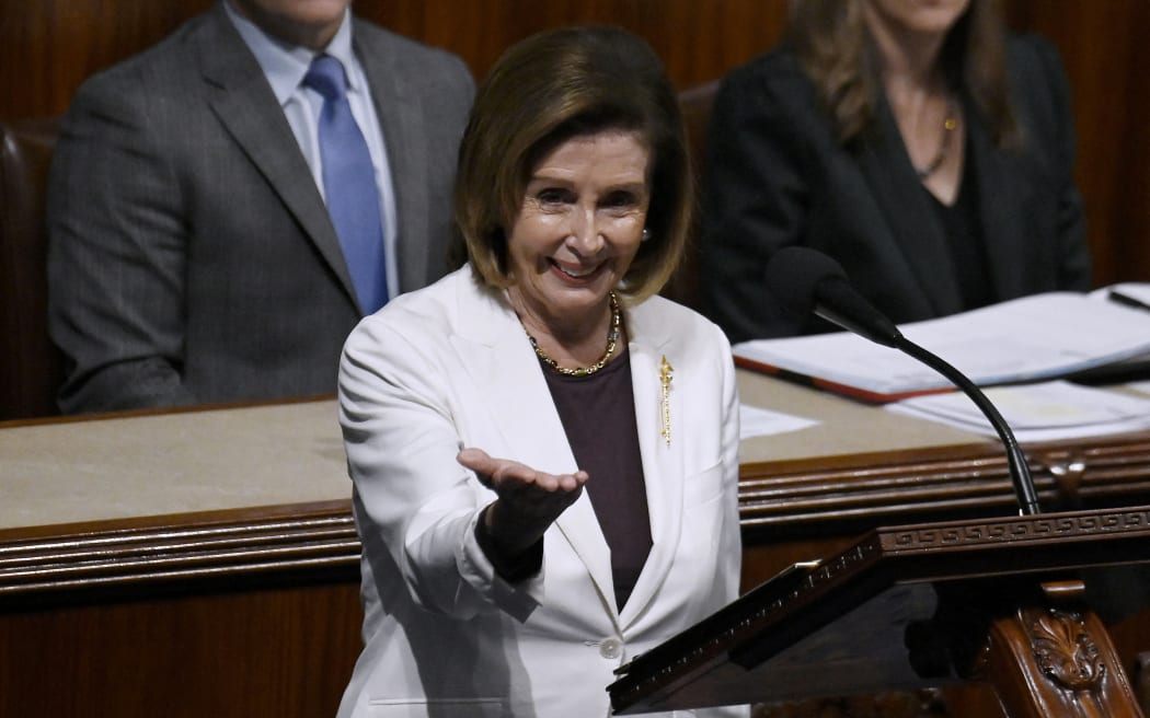 Outgoing US Speaker of the House of Representatives Nancy Pelosi, Democrat of California, speaks in the House Chamber at the US Capitol in Washington, DC, on 17 November 2022.