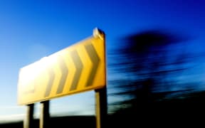 Road sign at speed