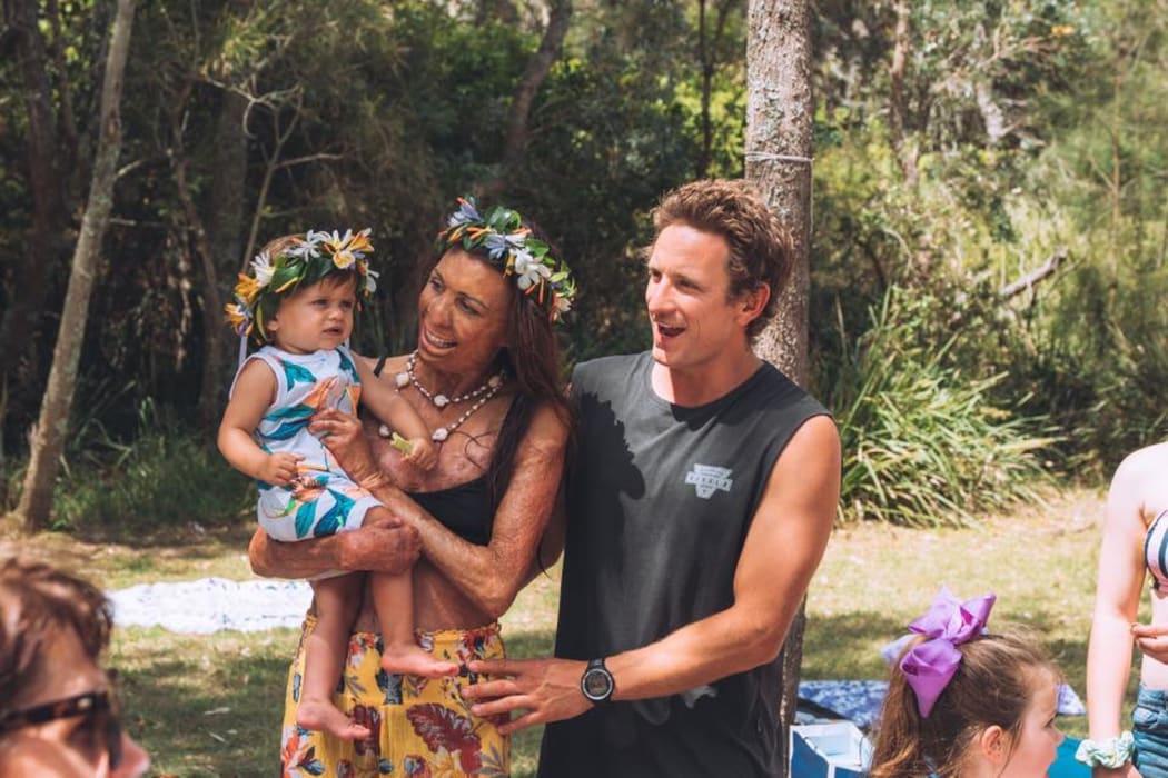 Turia Pitt with her husband Michael Hoskin and their son Hakavai