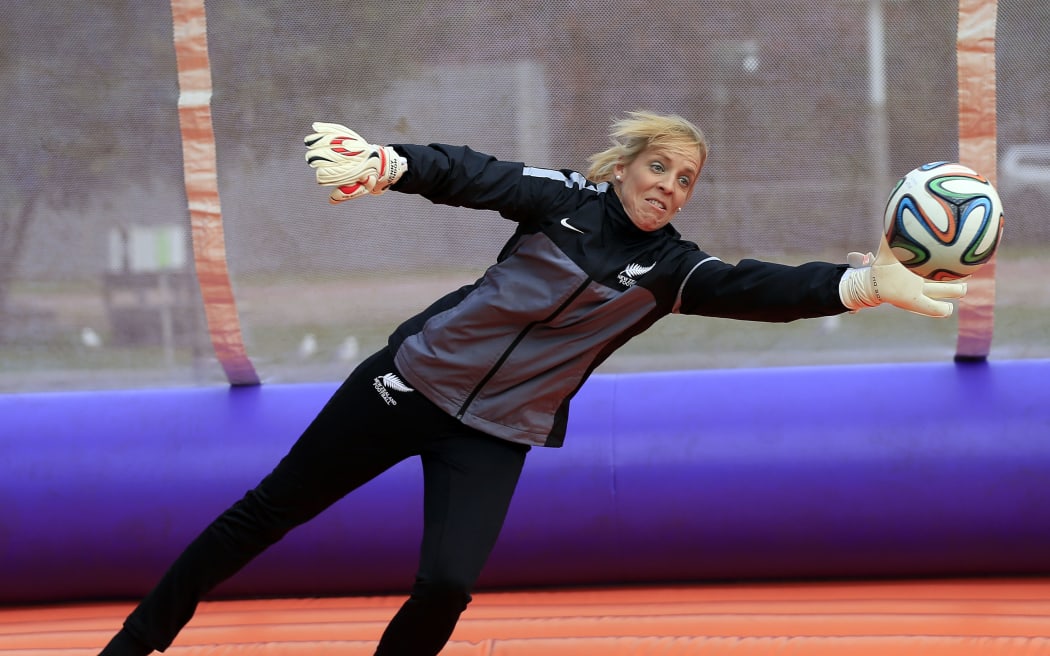Former Football Ferns keeper Jenny Bindon during the FIFA U20 World Cup 1 Year to go Launch at Aotea Square Auckland, Friday 30th May 2014. Photo: Shane Wenzlick