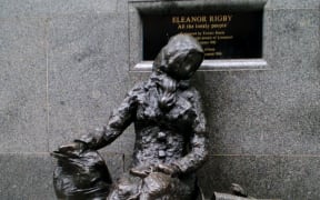 The statue depicting Eleanor Rigby from the famous Beatles song in Stanley Street, Liverpool.