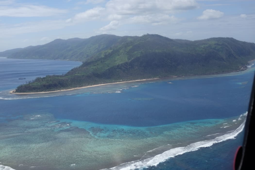 The NH90 flies towards badly hit Koro Island which has had a lot of help since TC Winston