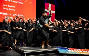 Auckland's Takerei Komene at the World Choir Games in Denmark.