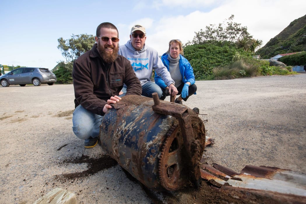Eddie, from Ghost Fishing NZ, pulled out a concrete mixer discarded under a bush at the edge of the snorkel trail in Wellington's Taputeranga Marine Reserve.