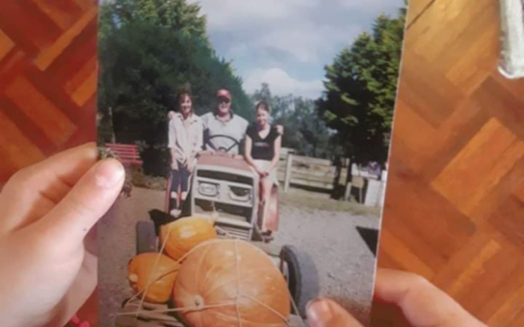 Cliff Jenkins and his giant pumpkin at the Haumoana Giant Pumpkin Competition