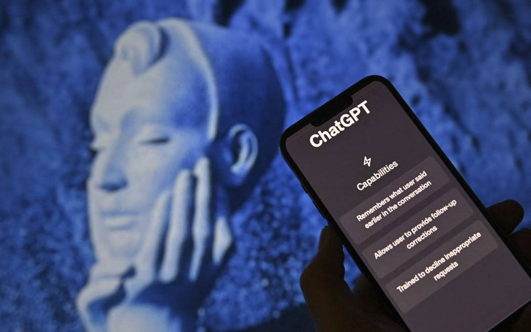 Theme photo, symbol photo ChatGPT (Generative Pre-trained Transformer). Software from ChatGPT on a smartphone. ? (Photo by Frank Hoermann / SVEN SIMON / SVEN SIMON / dpa Picture-Alliance via AFP)