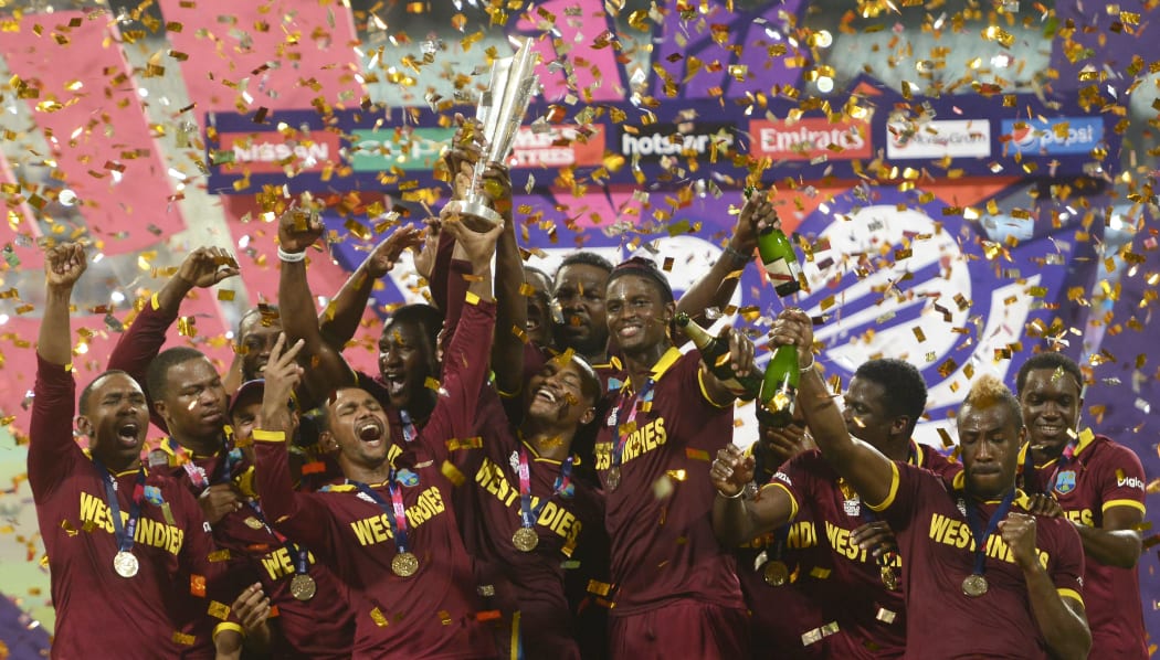 The West Indies celebrate their T20 World Cup success.