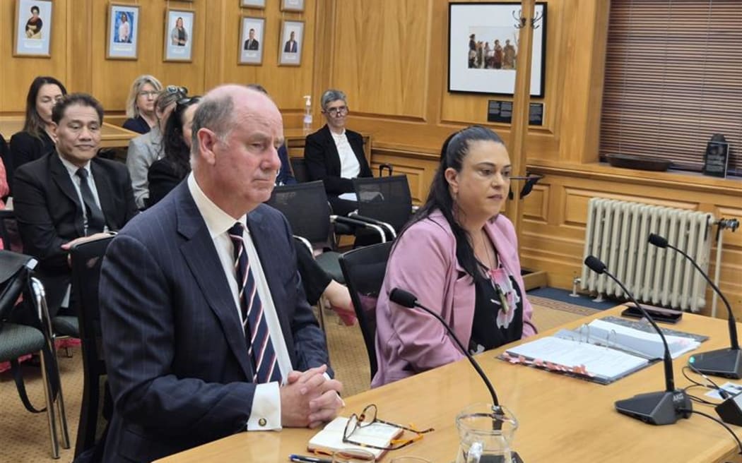 Oranga Tamariki's acting chief executive Andrew Bridgman and Children's Minister Karen Chhour answering questions in Select Committee on Friday, 6 December 2024.