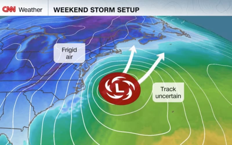 Forecast models are predicting a bomb cyclone off the US East Coast ...