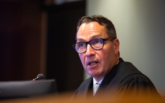 Judge Evangelos Thomas is presiding over the judge-alone trial into the Whakaari / White Island eruption. Pictured on 13 July 2023.