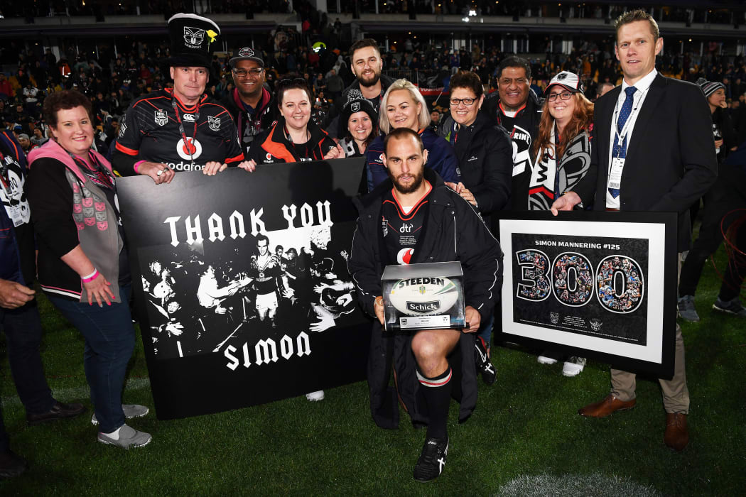 Simon Mannering and fans after playing his 300th match.