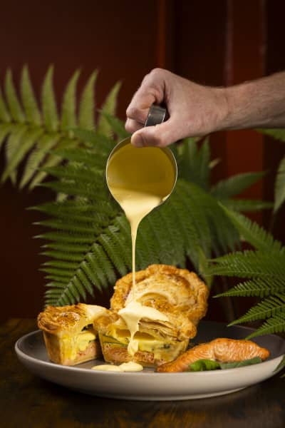 A pie inspired by eggs benedict at Salut in Wellington.