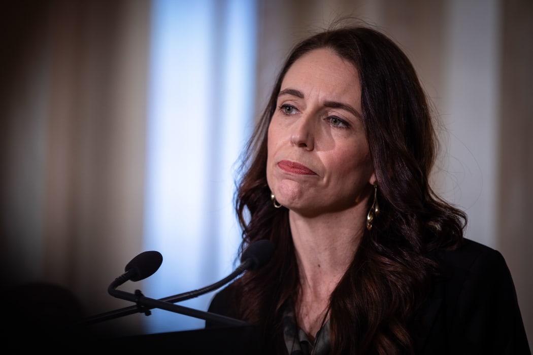 Jacinda Ardern speaking at the Traffic Light System announcement