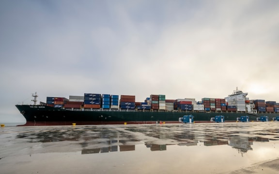 A container ship at Napier Port, June 2022.