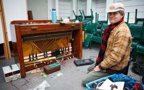 Fat Freddy Drop's Toby Laing with his modified pianette.