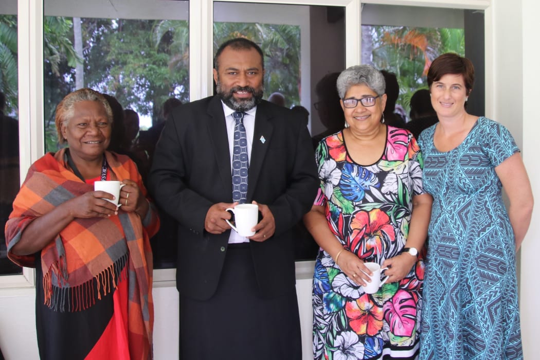 Fiji's Health Minister Ifereimi Waqainabete with Shamima Ali (2nd from right)