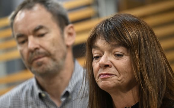 DENVER, COLORADO - SEPTEMBER 13: Simon and Sally Glass, the parents of Christian Glass who was killed by a Clear Creek County deputy June 11, speak to the media at their attorneys office on September 13, 2022 in Denver, Colorado. (Photo by RJ Sangosti/MediaNews Group/The Denver Post via Getty Images)