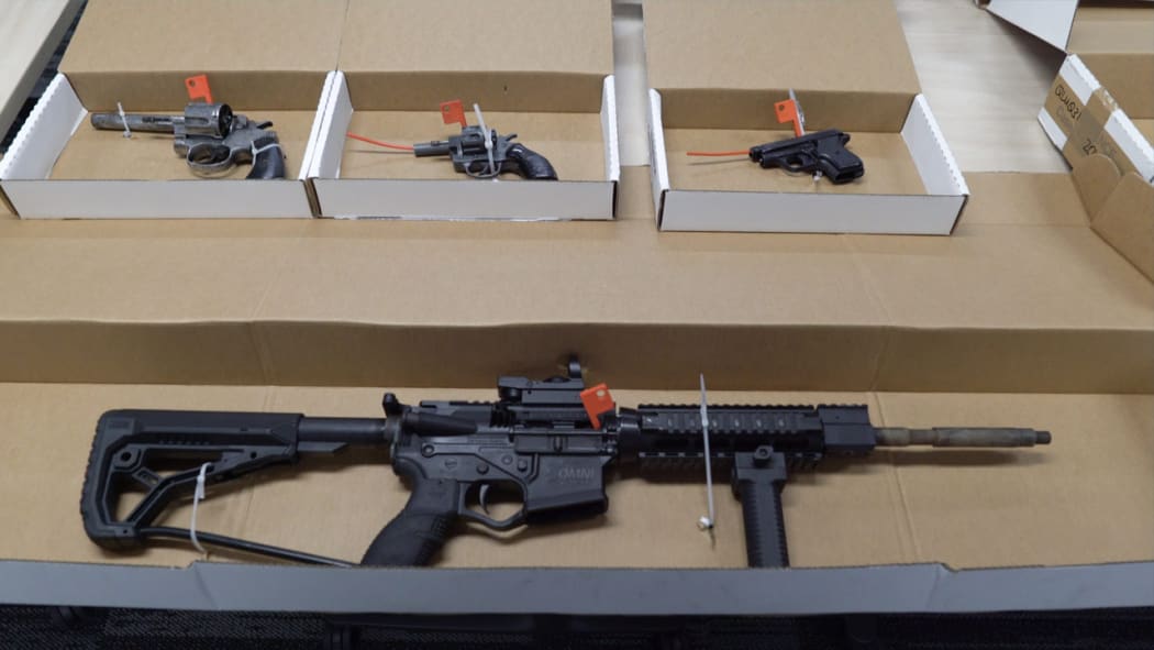 Some of the firearms seized in police's Operation Evansville.