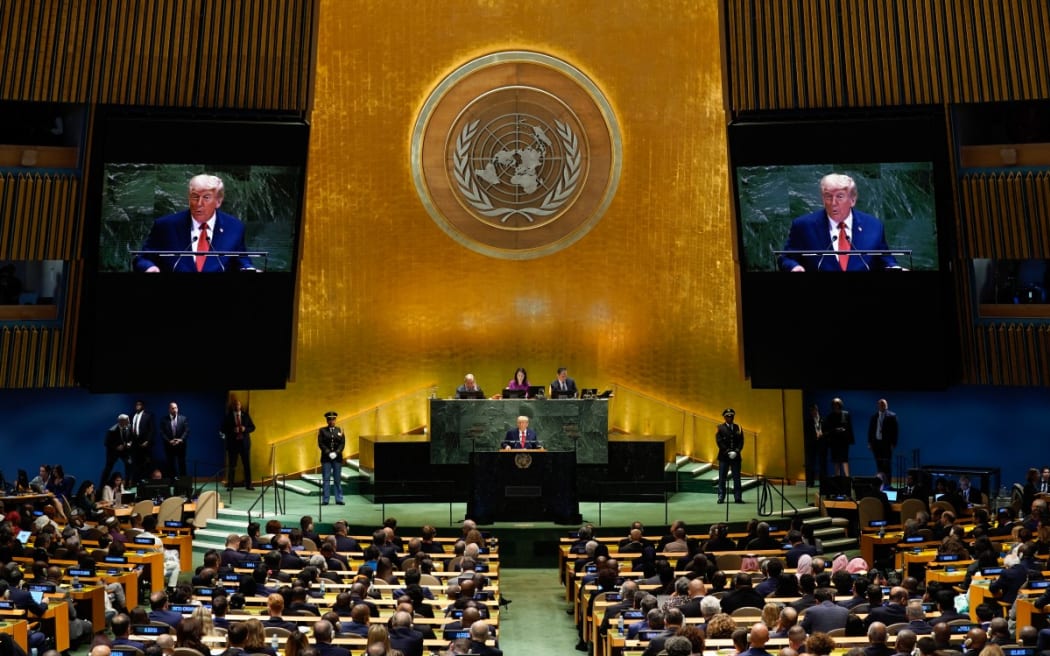 US President Donald Trump delivers remarks to the United Nations General Assembly at the UN headquarters in New York City on 23 September  2025.