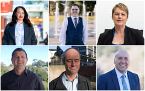 Clockwise from top left, Wellington mayor Tory Whanau, Whangārei mayor Vince Cocurullo, Marlborough mayor Nadine Taylor. Central Otago mayor Tim Cadogan. and Dunedin City councillor Jim O'Malley and New Plymouth mayor Neil Holdom.