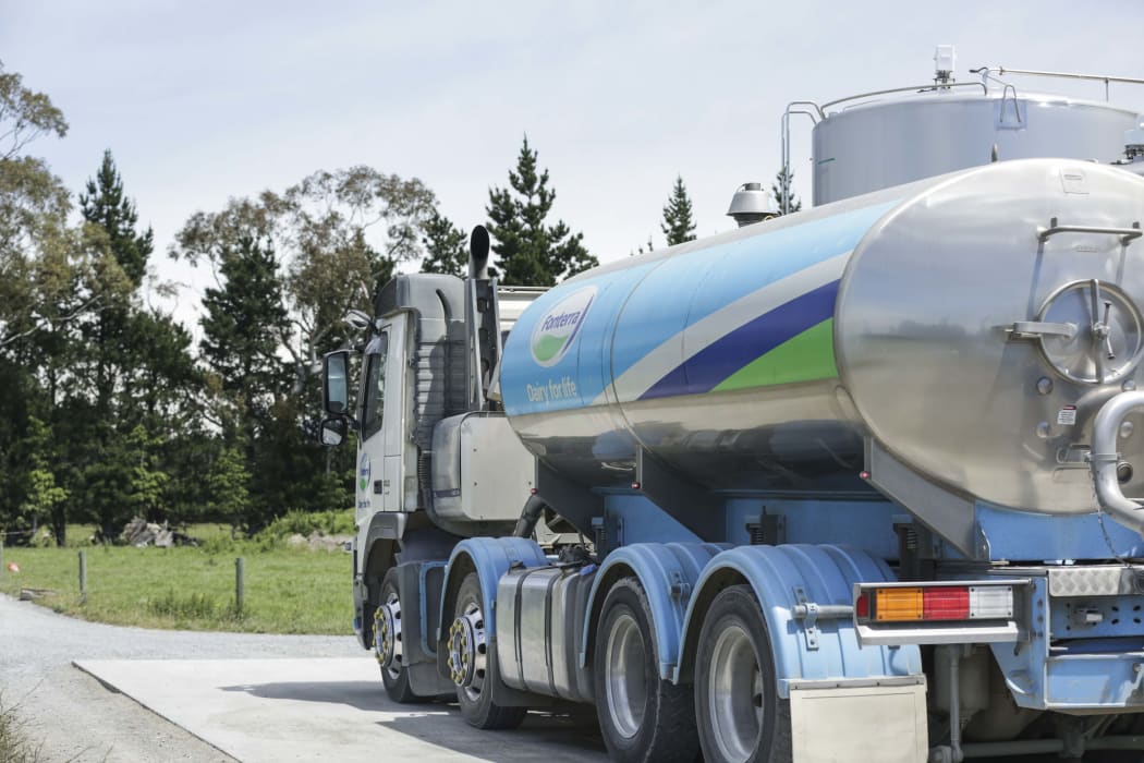 Fonterra milk truck picking up Simon Mackle's milk.