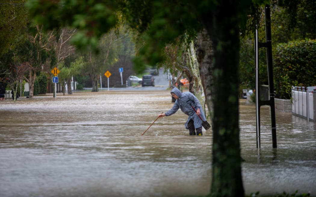 Flooding in Norton Park Avenue in Lower Hutt on 16 February 2026.