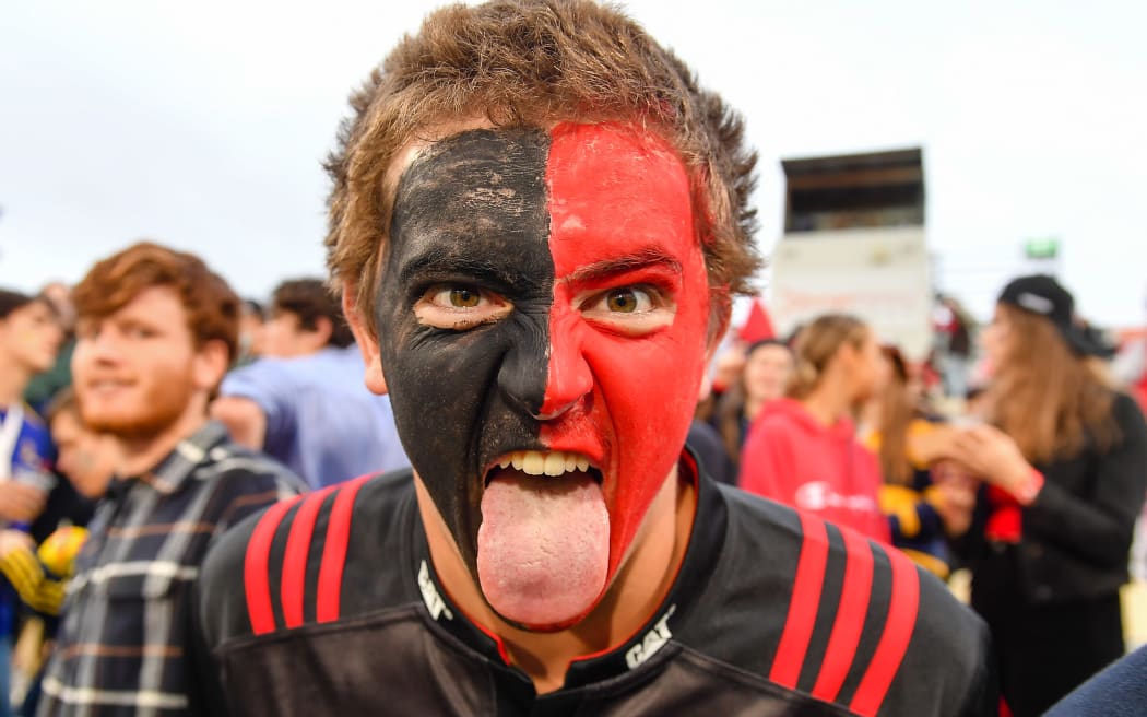 Fan during the Super Rugby Pacific match, Crusaders Vs Highlanders, at Orangetheory Stadium, Christchurch.