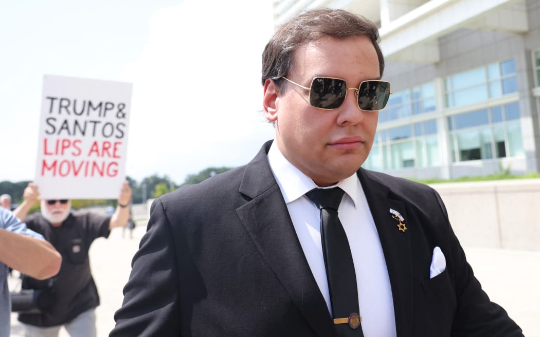 Former US Congressman George Santos arriving for a court hearing at a US district court in Long Island on 19 August, 2024.