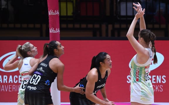 Phoenix Karaka and Sulu Fitzpatrick in action against South Africa 2022.