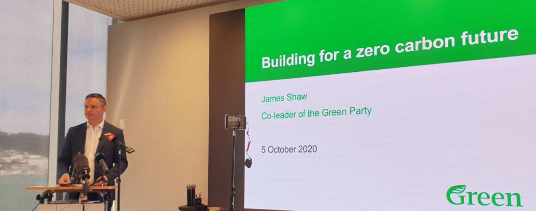 Green Party co-leader announces sustainable building policy.