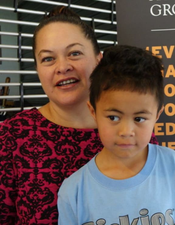 Kim Peita from Moerewa and her son at post budget post mortem last week in Whangarei.