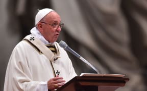Pope Francis at a Christmas eve Mass in St Peter's Basilica.