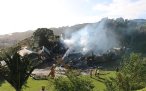 Tapu Te Ranga Marae after a fire last night.