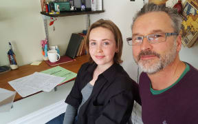 Year 11 student Asha Barr, pictured with her father Liam, was sitting her first NCEA exam today in level 1 English.