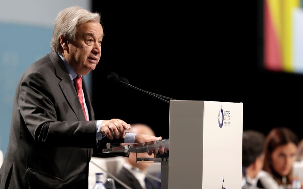UN Secretary-General Antonio Guterres delivers a speech during the opening ceremony of the COP25 Climate Summit held in Madrid, Spain on December 02, 2019. The UN Climate Change Conference COP25 runs from 02 to 13 December 2019 in the Spanish capital.