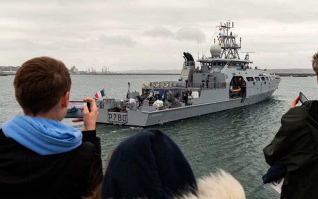 The Teriieroo a Teriierooiterai patrol vessel leaves the port of Brest on 16 March 2024