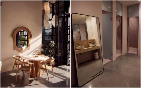 The foyer and bathrooms are a key part of the service offered by Redroom, an Auckland Pilates studio.