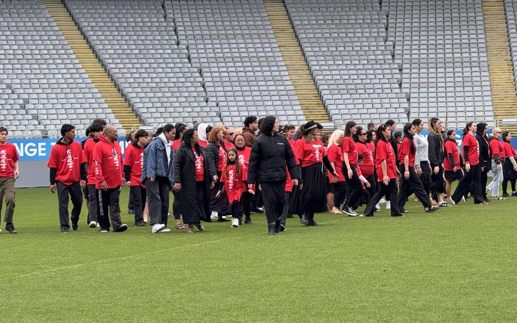 Dr Te Taku Parai, pou tikanga of Te Rūnanga o Toa Rangatira, and head chair of the Ka Mate Haka committee has arrived at Eden Park with a contingent from Ngāti Toa.