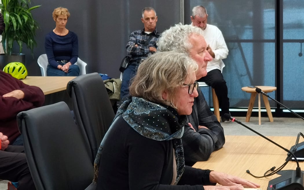 Tauranga resident Jan Gyenge spoke in the public forum against the 9.9% rates increase. Photo / Alisha Evans