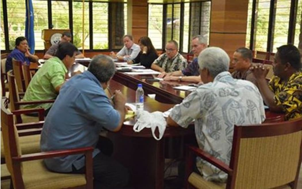 A cabinet meeting of the Federated States of Micronesia government under President Manny Mori.