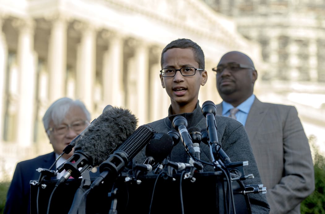 Ahmed Mohamed speaks during a news conference on Capitol Hill in Washington DC on 20 October 2015.