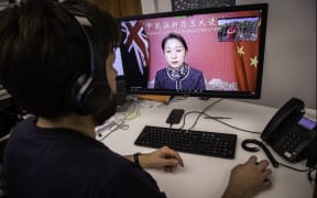 Stuff's Thoma Manch taking part in an online press briefing on Xinjiang organsied by the PRC embassy last week.